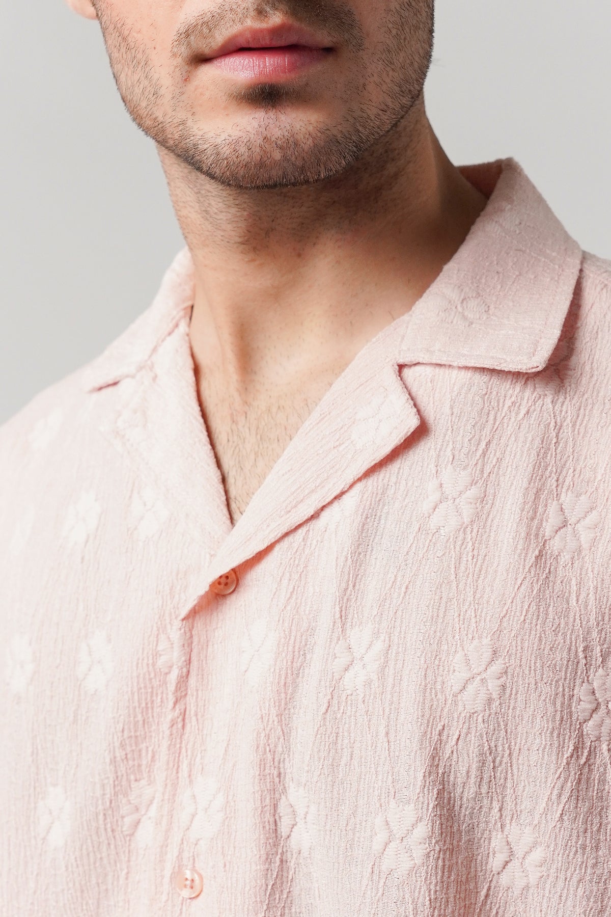 Knitted Cuban Shirt - Powder Pink alternate view