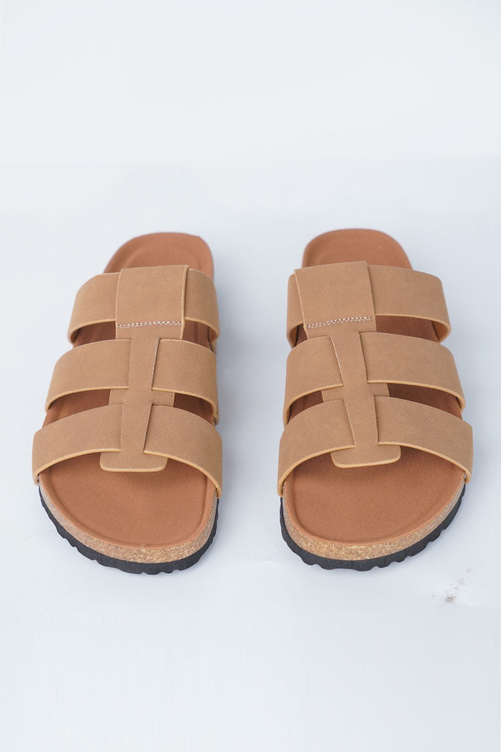 Multi-Strap Gladiator Slides - Camel Tan alternate view