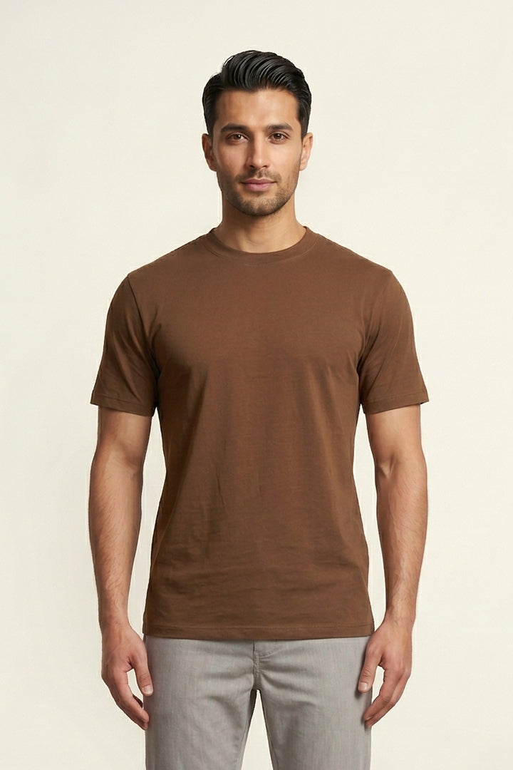 Crew Neck T-Shirt - Brown