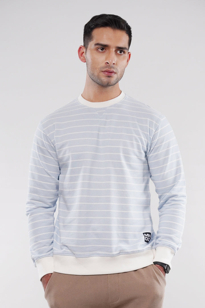 Striped Terry Sweatshirt - Sky Blue - FA alternate view