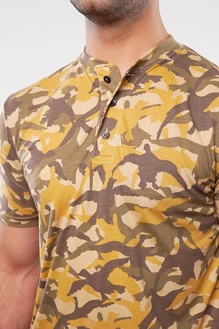 Camouflage Henley T-Shirt - Brown alternate view