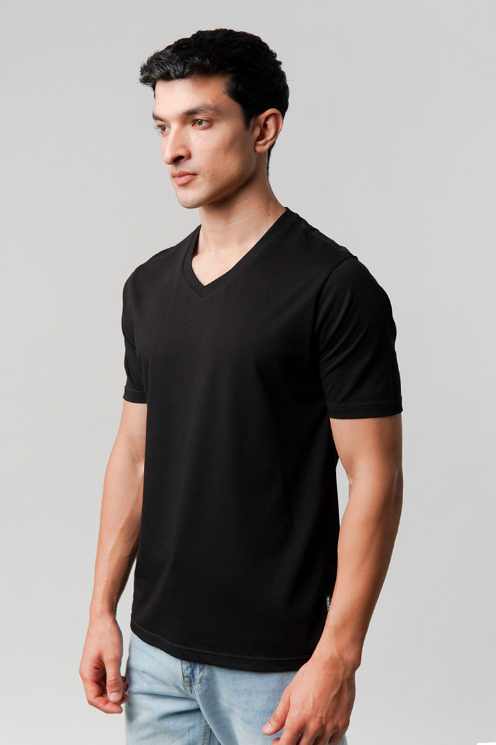Regular Fit V-Neck T-Shirt - Black