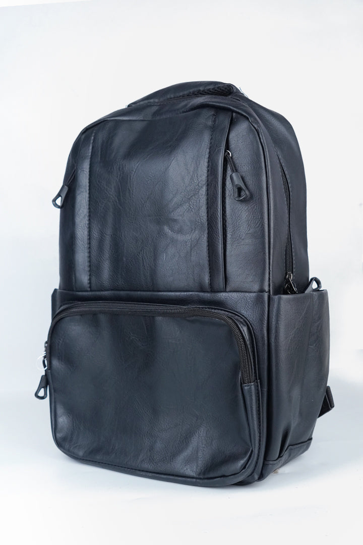 Classic Executive Leather Backpack – Onyx Black