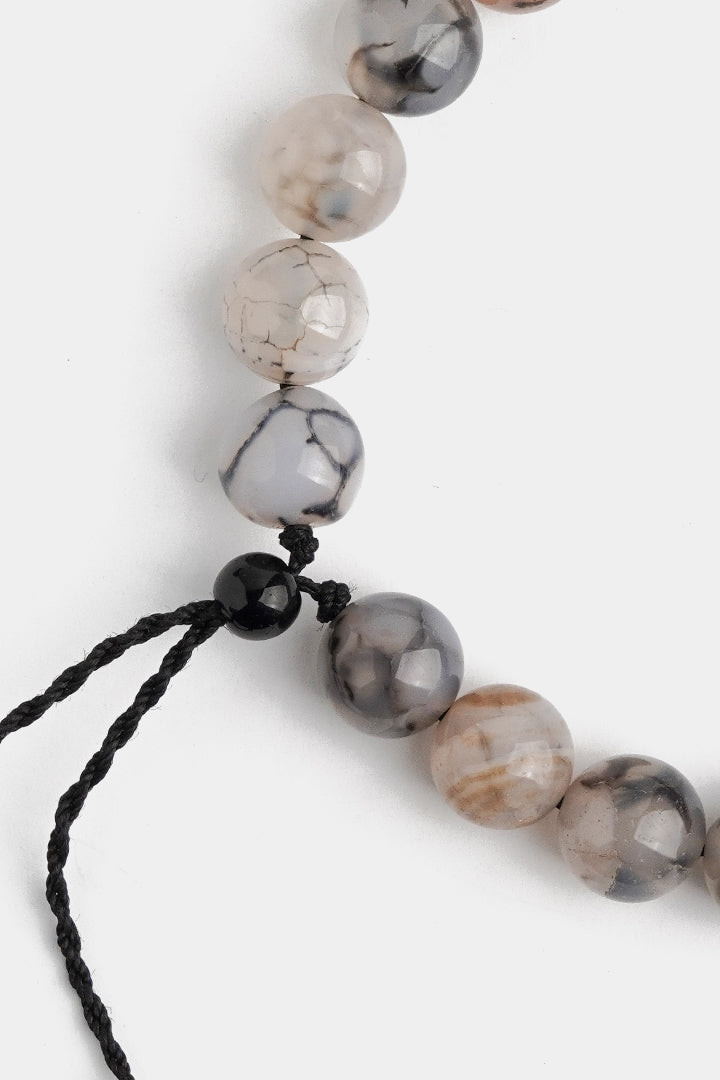 Adjustable Beaded Bracelet - Off White & Black alternate view