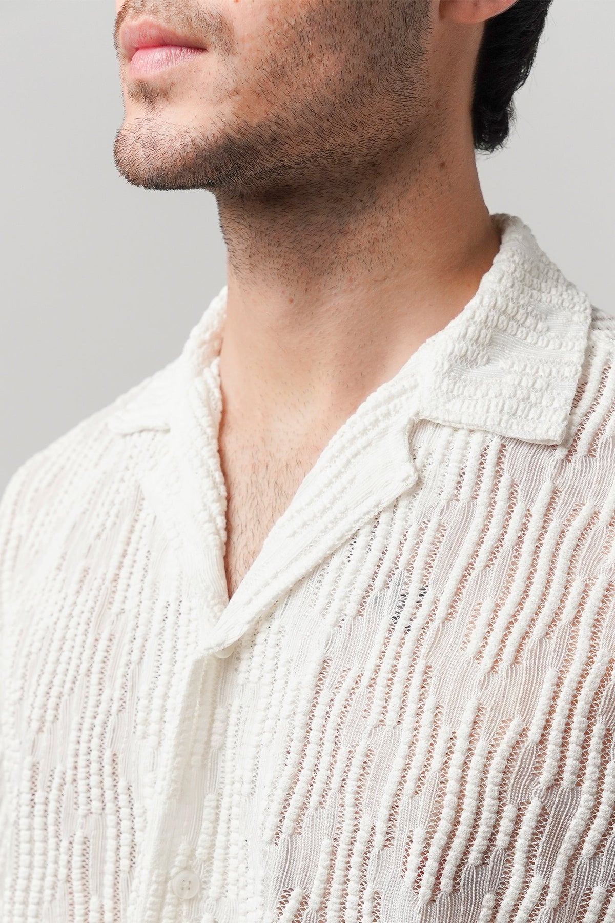 Knitted Cuban Shirt - Off-White - FA