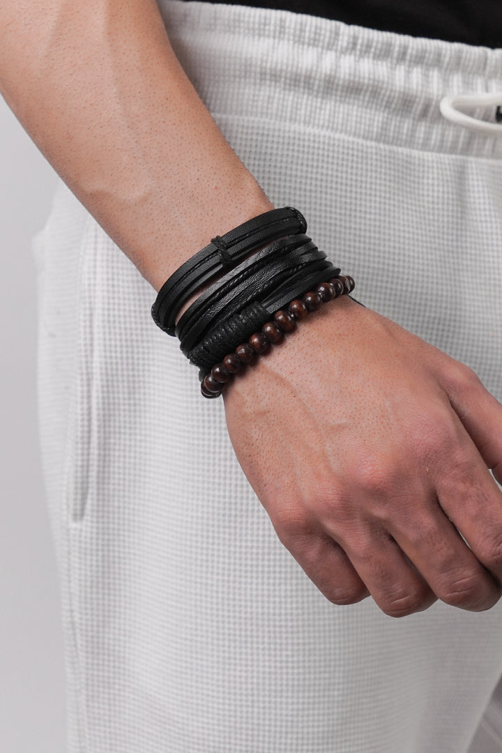 Adjustable Braided Bracelet - Black & Brown
