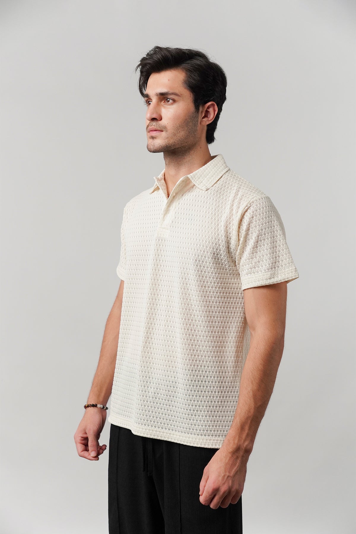 Knitted Polo Shirt - Cream