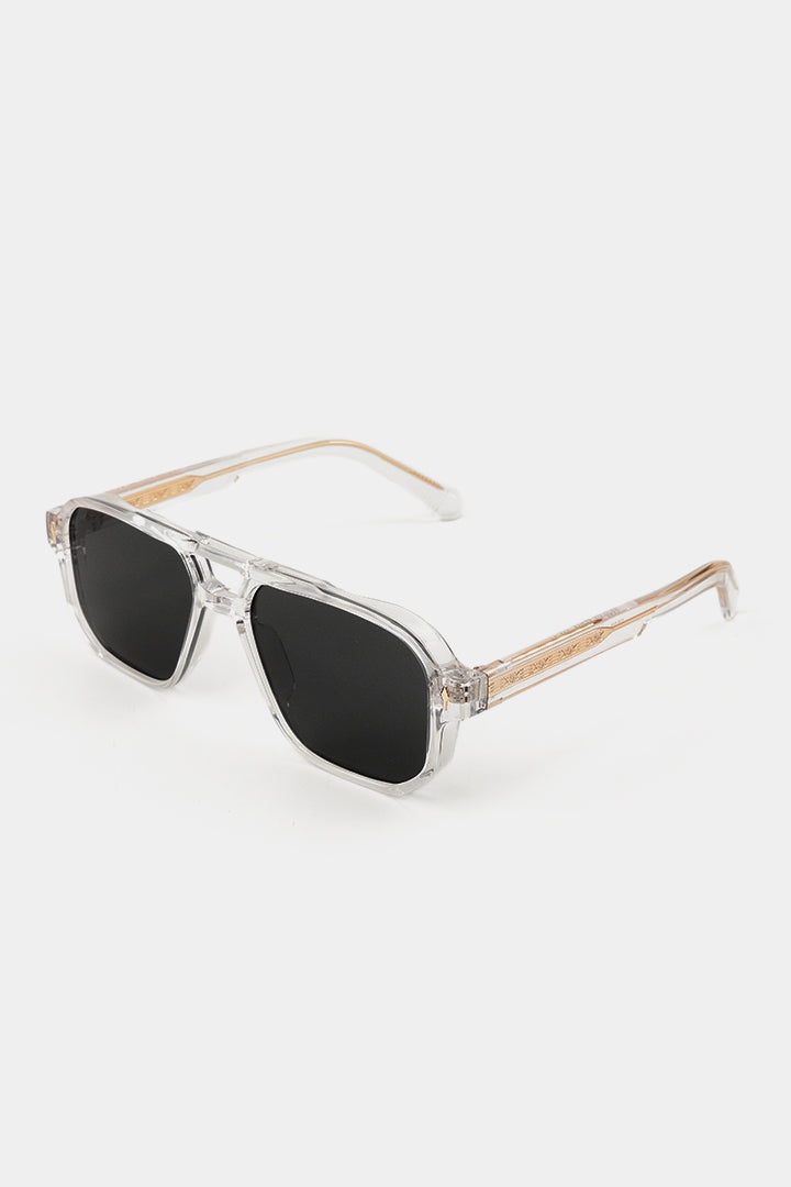Transparent Double Bridge Sunglasses - Black