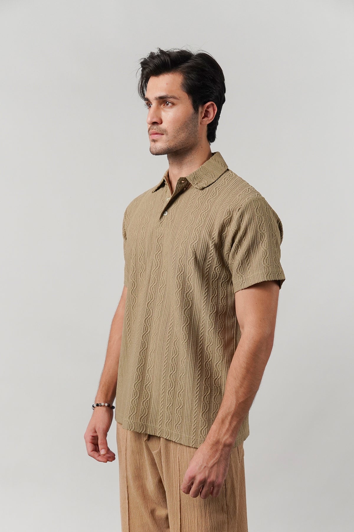 Knitted Polo Shirt - Dark Sand