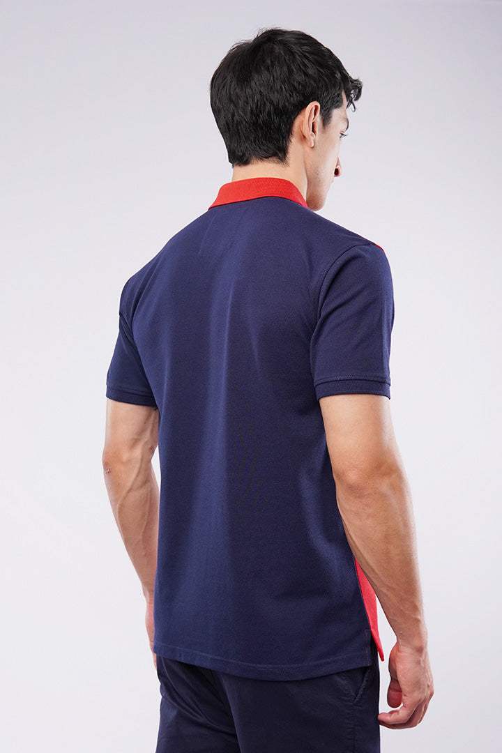 Sports Polo Shirt - Red & Blue - FA
