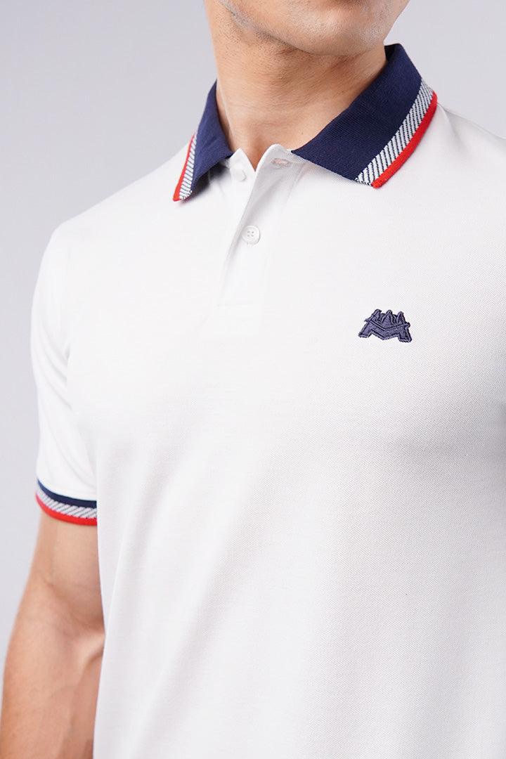 Tipping Collar Polo Shirt - White - FA alternate view