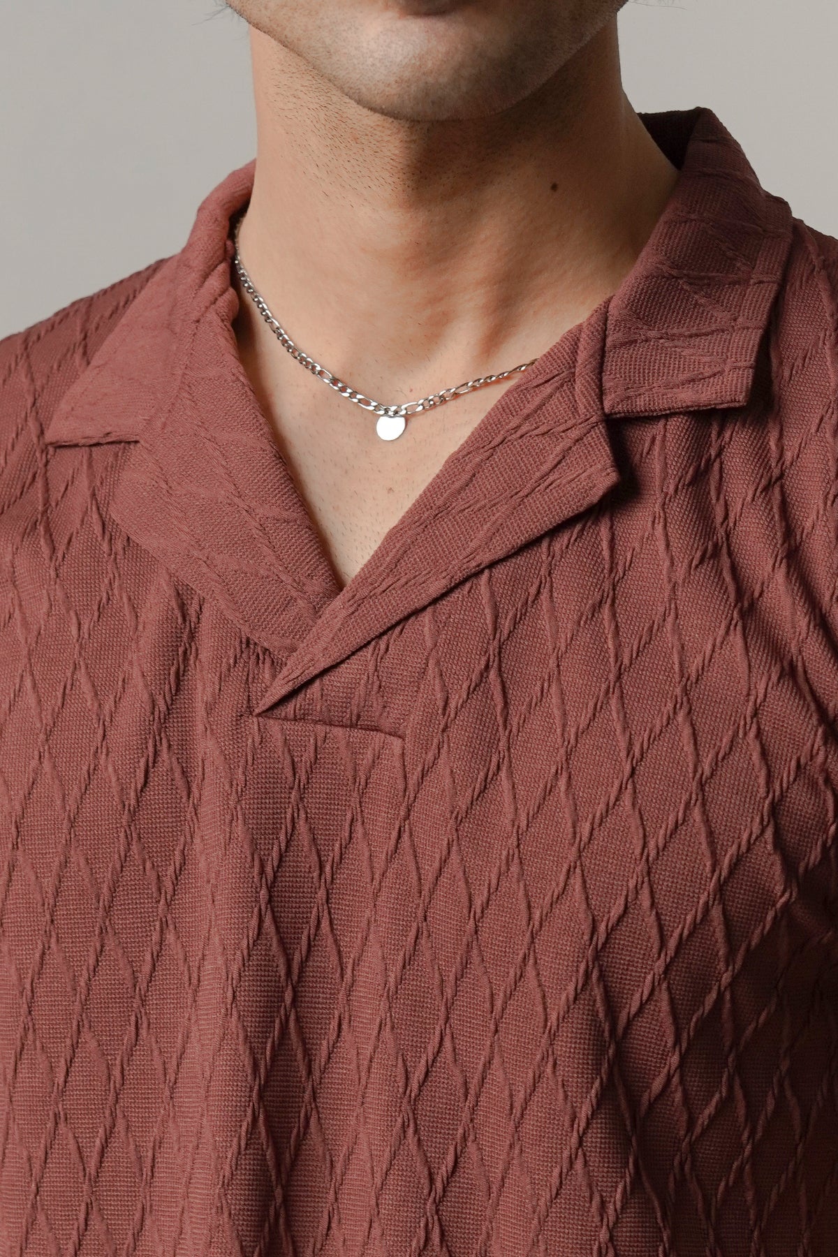 Cuban Collar Polo - Wine - FA alternate view