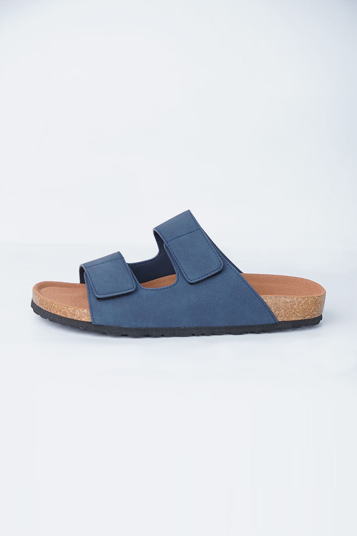 Two-Strap Velcro Slides - Navy Blue