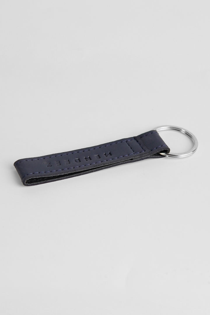 Leather Keychain - Dark Blue