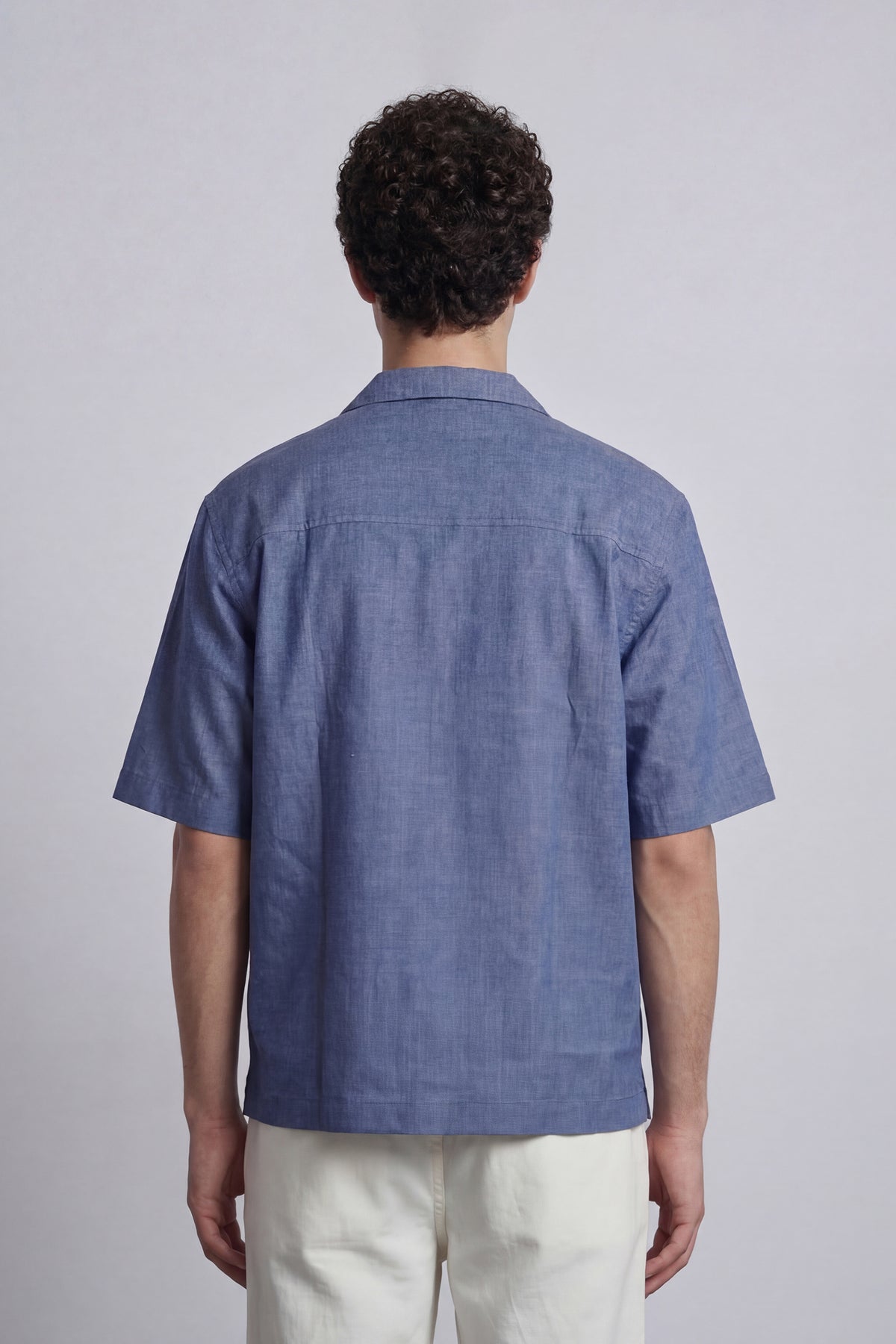 Embroidered Cuban Shirt - Blue