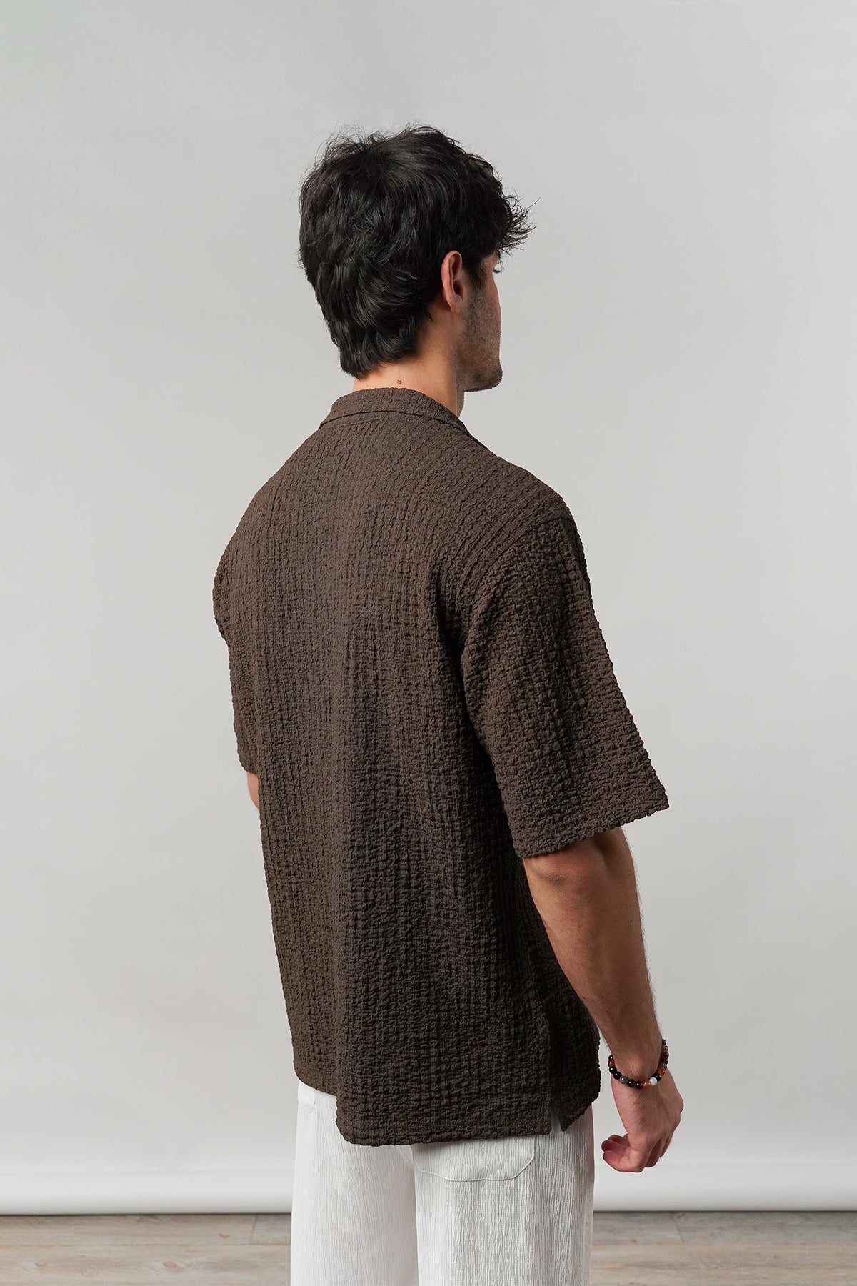 Knitted Cuban Shirt - Brown - FA