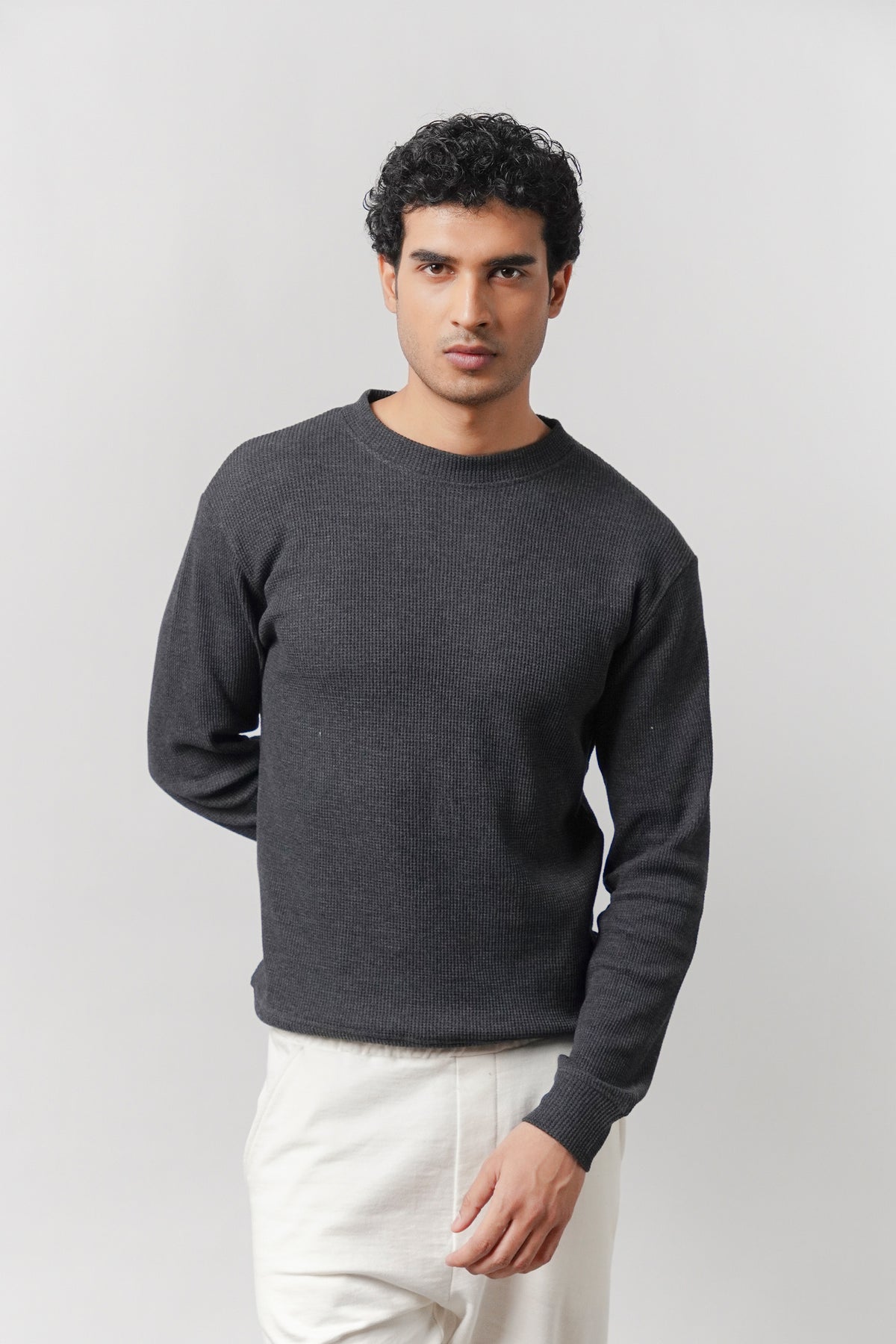 Mock Neck Sweatshirt - Charcoal Grey