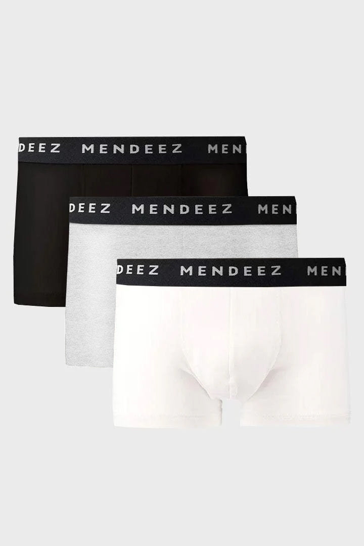 Boxer Trunks - Black, White & Light Grey Pack Of 3