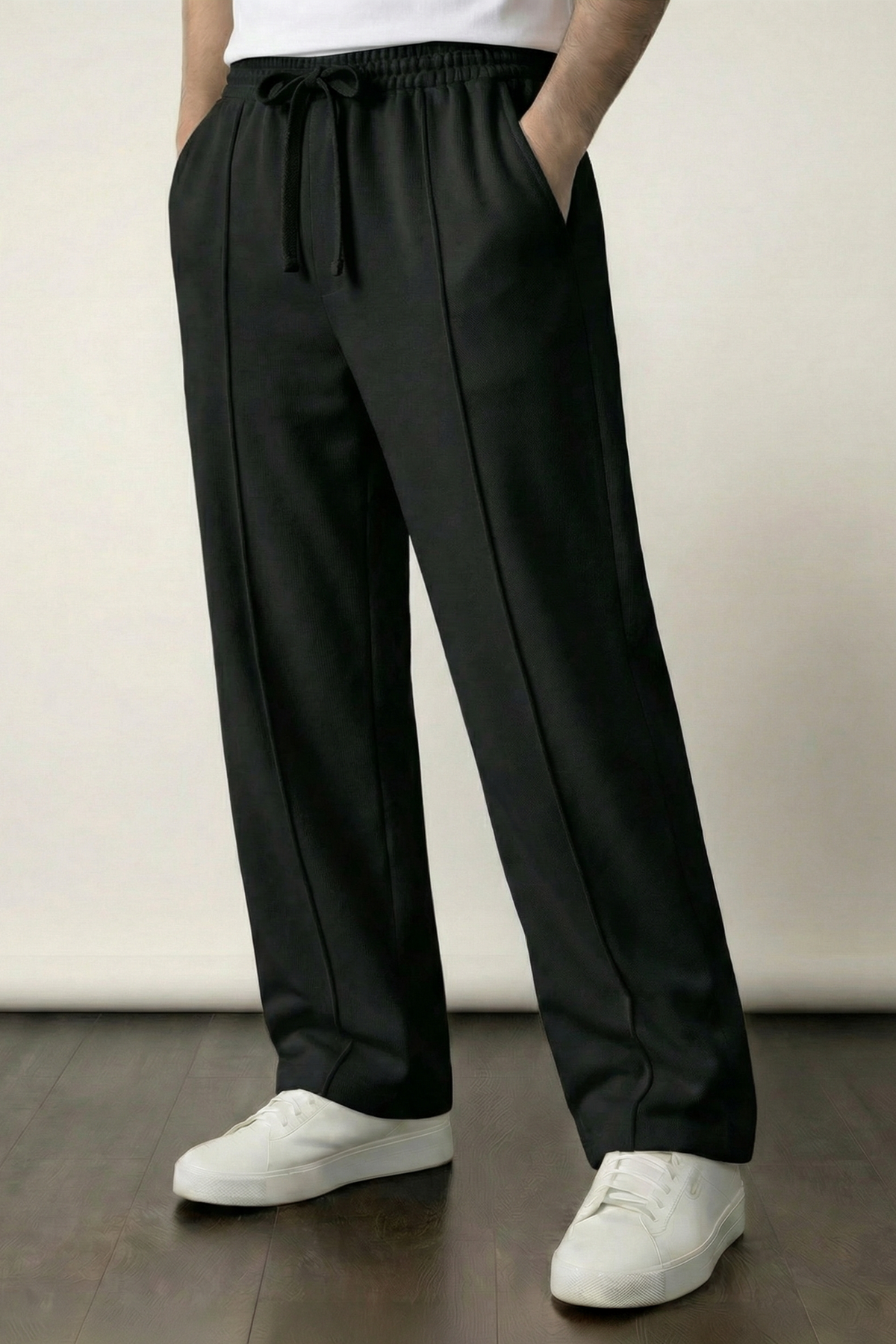 Pintex Jogger Pants - Black