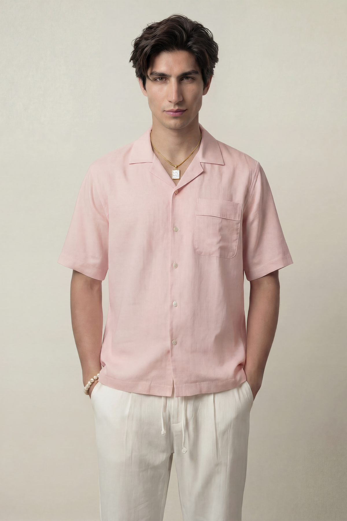 Oversized Cuban Shirt - Powder Pink - FA