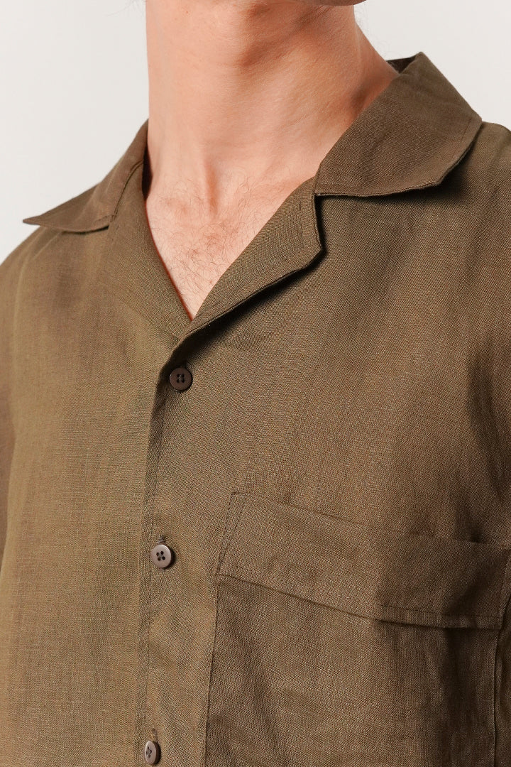 Box Fit Cuban Shirt - Olive Green - FA