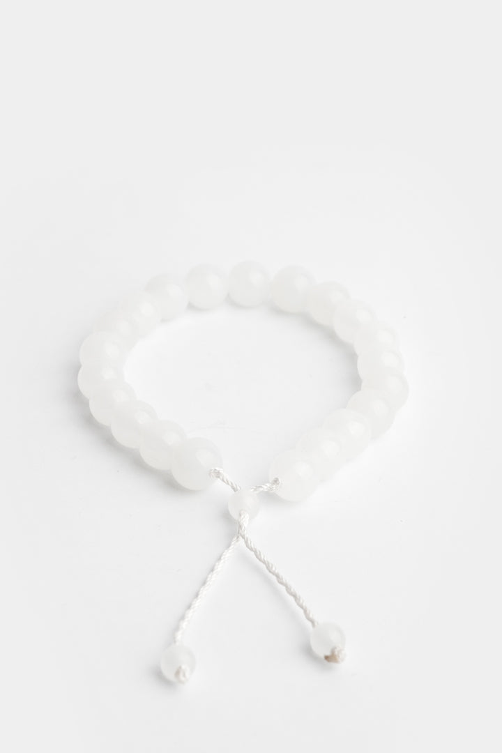 Adjustable Beaded Bracelet - White