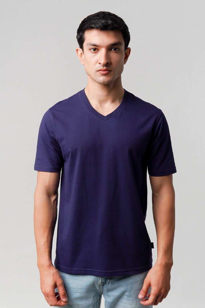 Regular Fit V-Neck T-Shirt - Navy Blue