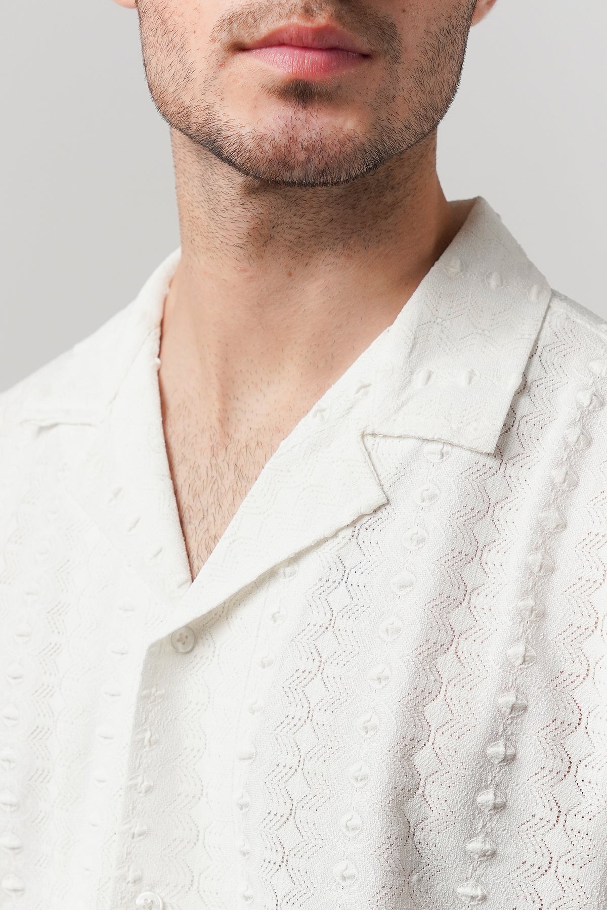 Knitted Cuban Shirt - White alternate view