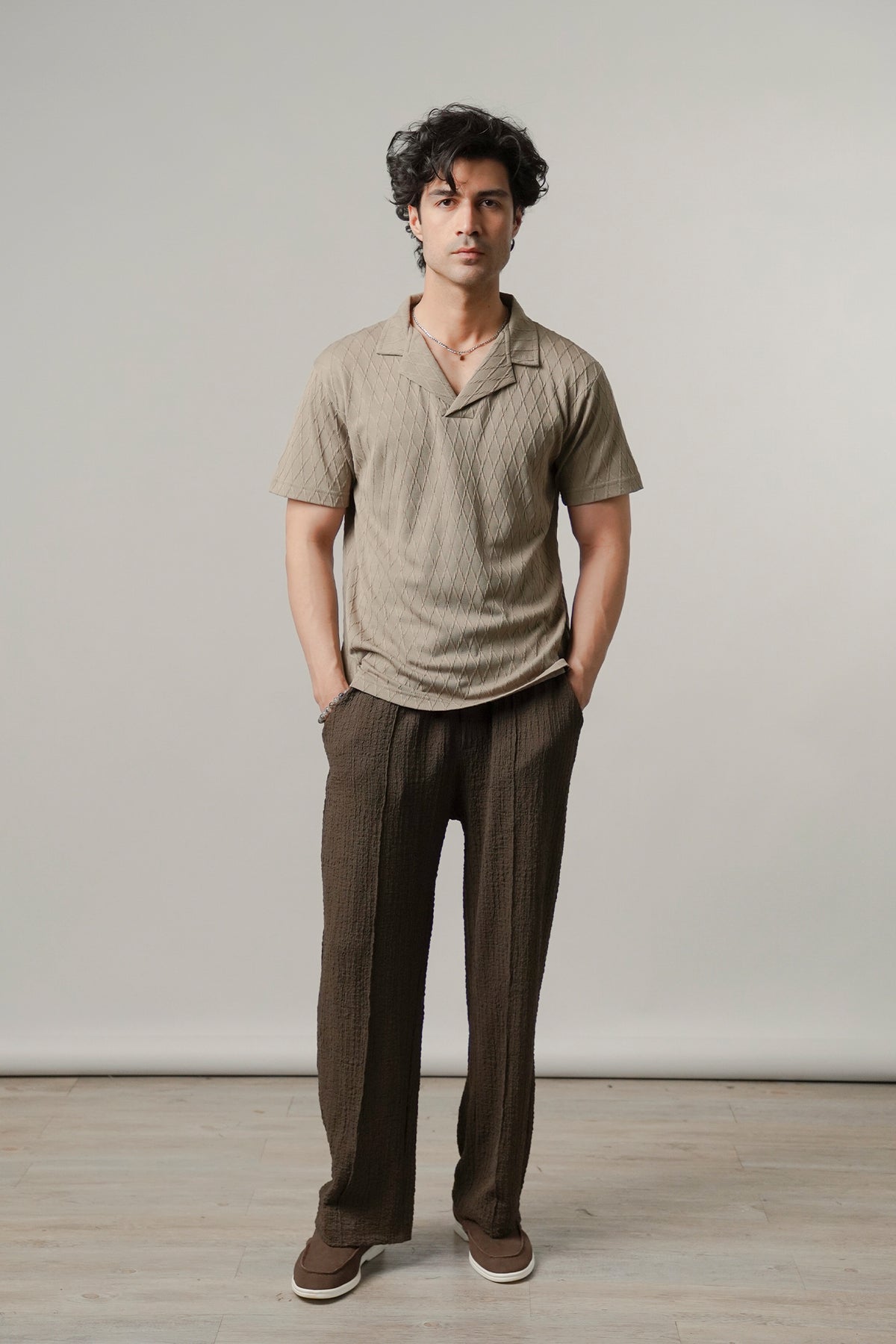 Cuban Collar Polo - Beige - FA