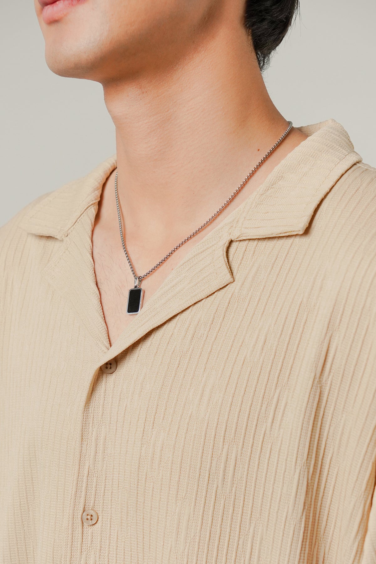 Textured Cuban Shirt - Beige