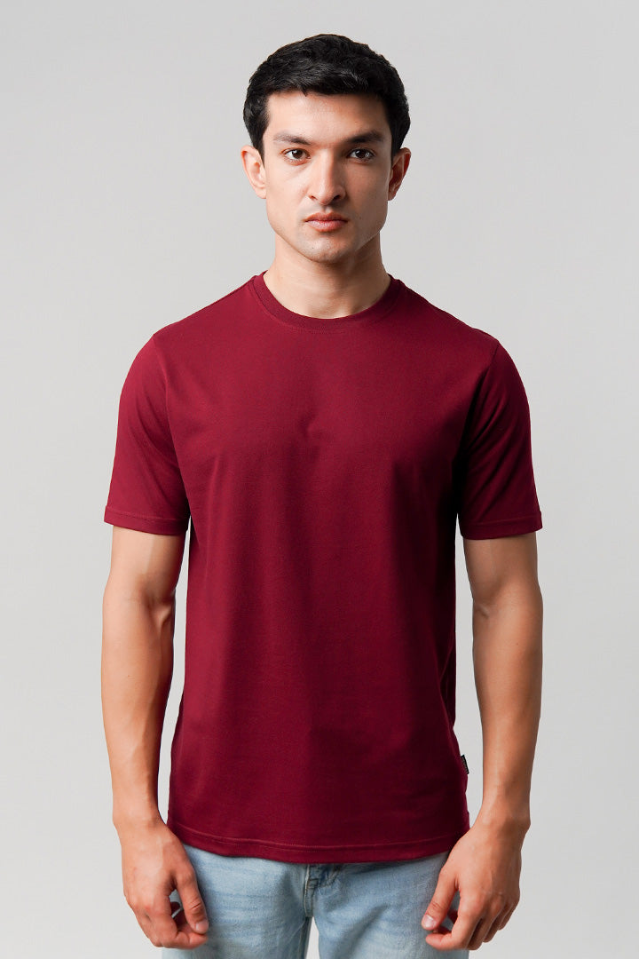 Regular Fit Crew Neck T-Shirt - Maroon