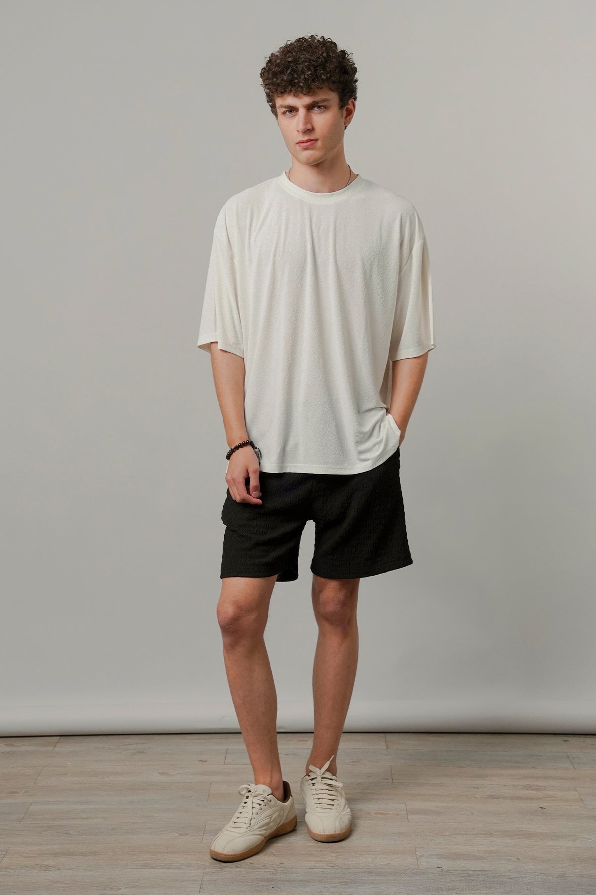 Oversized Texture Crew T-Shirt - Off-White