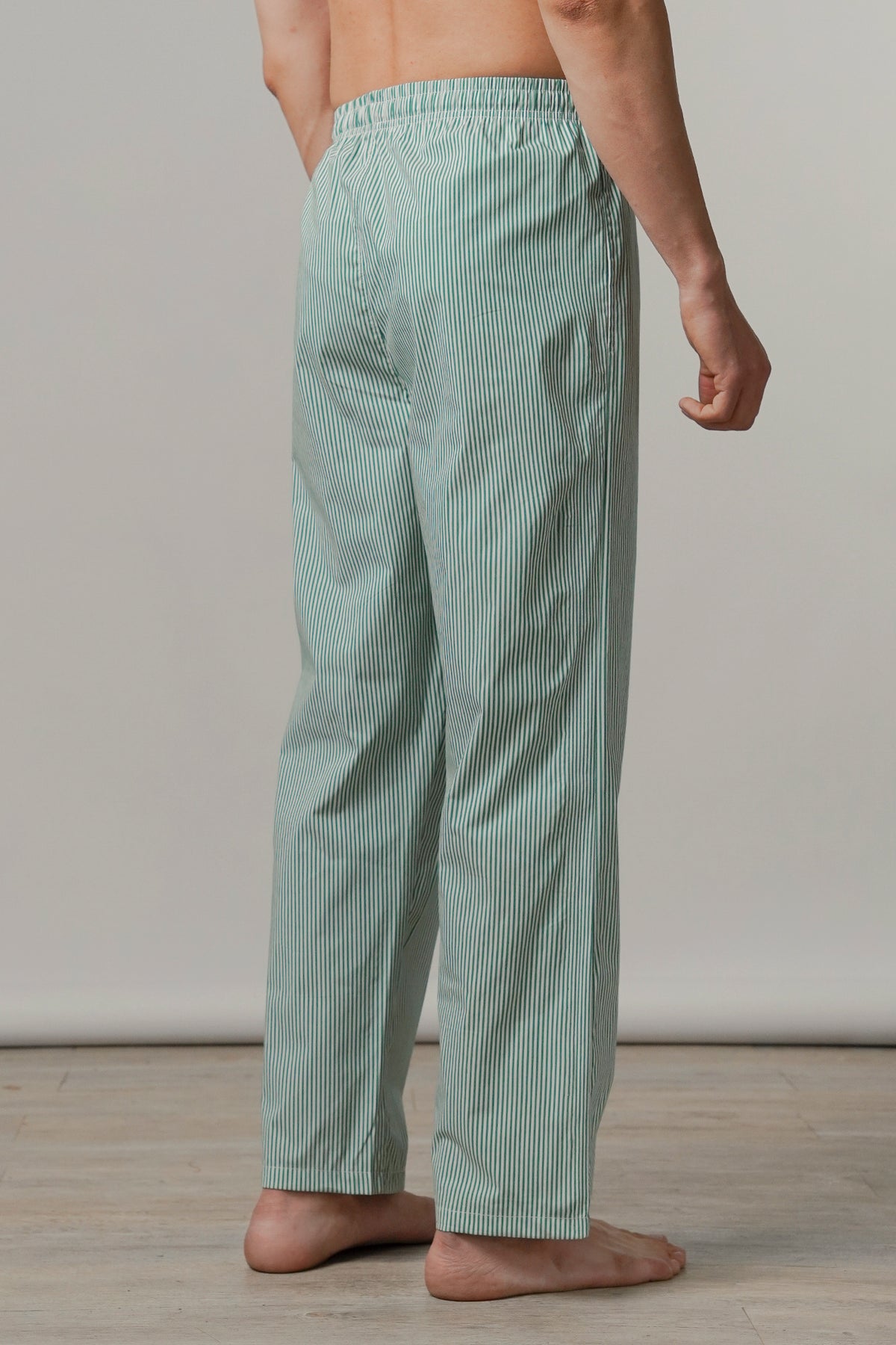 Striped Woven Pajamas - Green