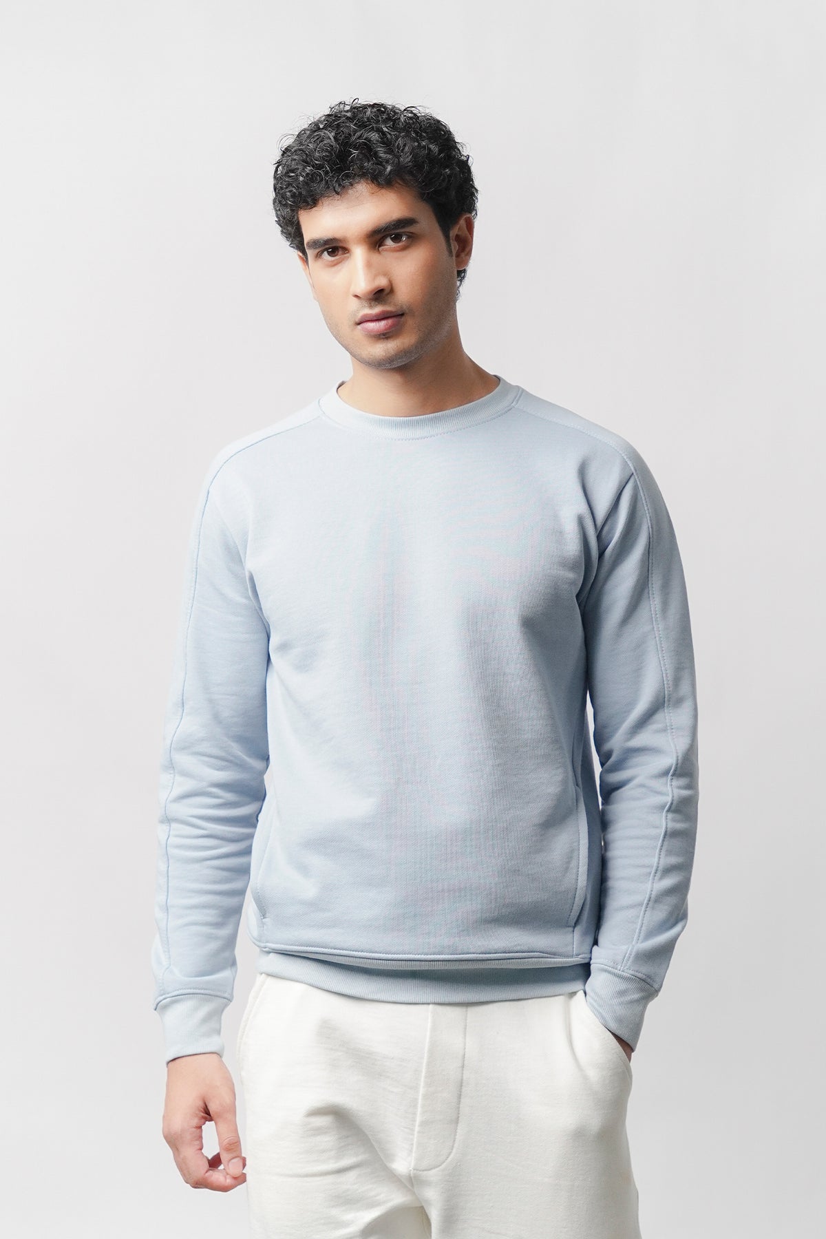 Side-Pocket Sweatshirt - Sky Blue