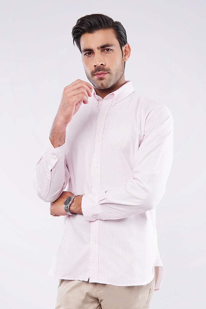 Striped Oxford Shirt - Pink & White - FA