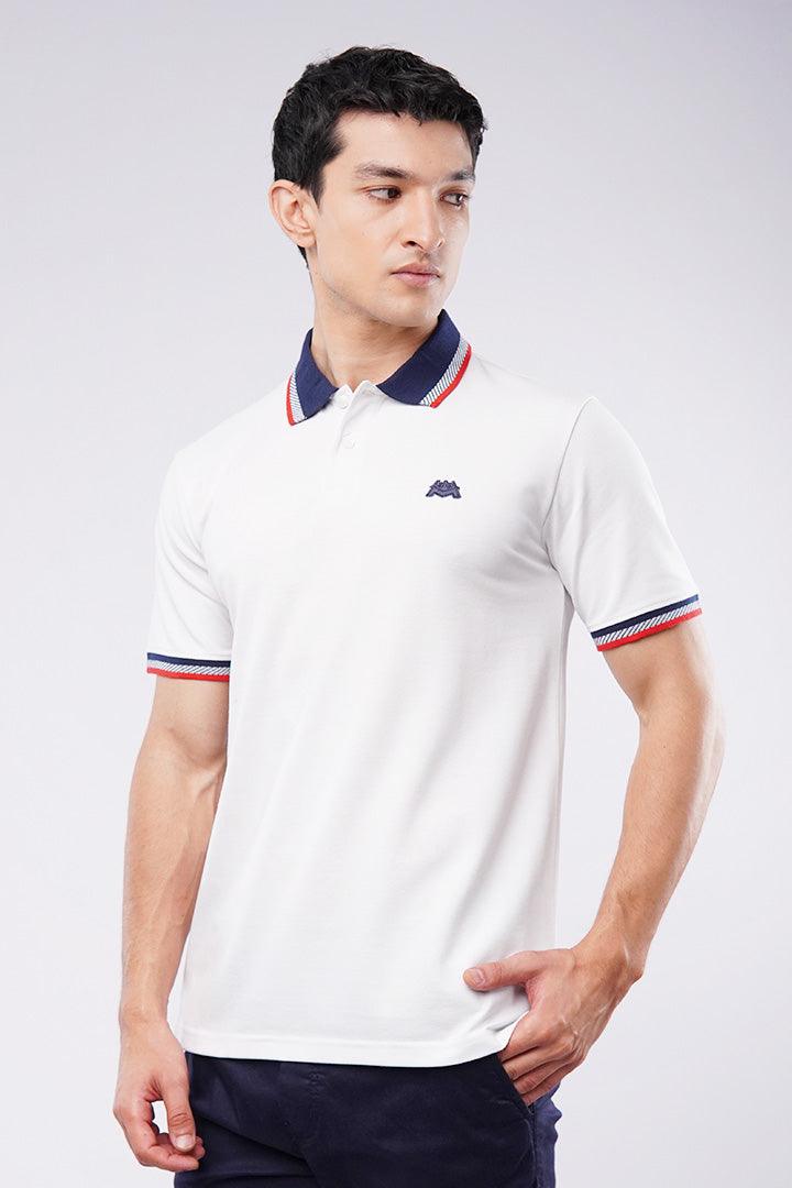 Tipping Collar Polo Shirt - White - FA