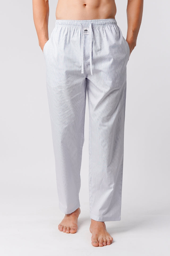 Check Woven Pajamas - Blue & White
