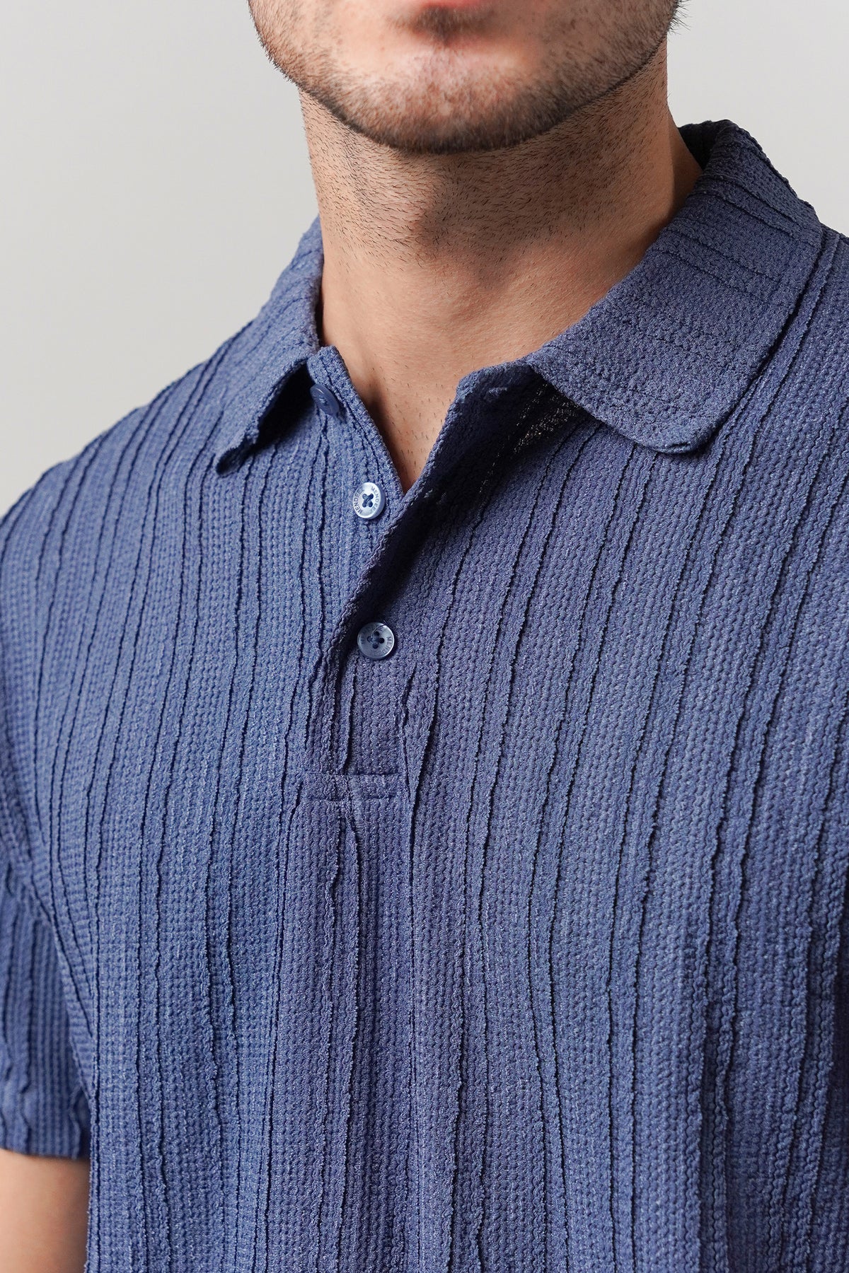 Knitted Polo Shirt - Blue alternate view