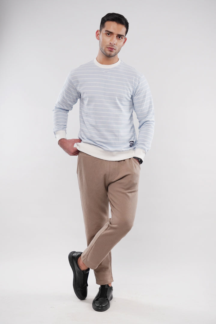 Striped Terry Sweatshirt - Sky Blue - FA