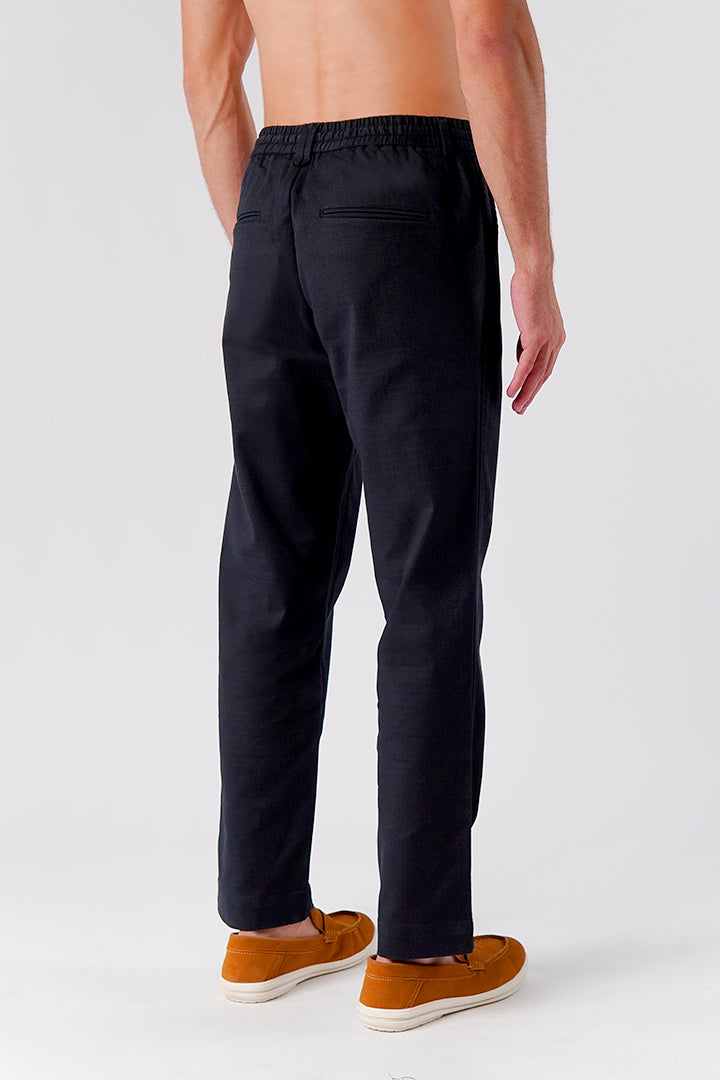 Straight Fit Jacquard Pants - Black