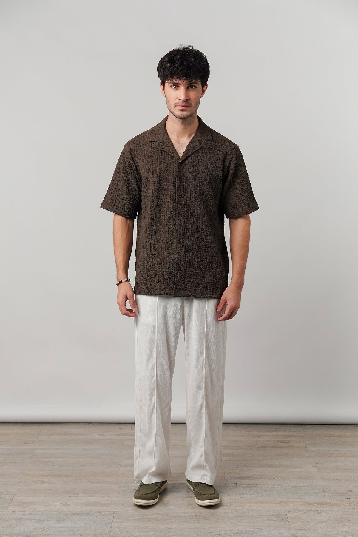 Knitted Cuban Shirt - Brown
