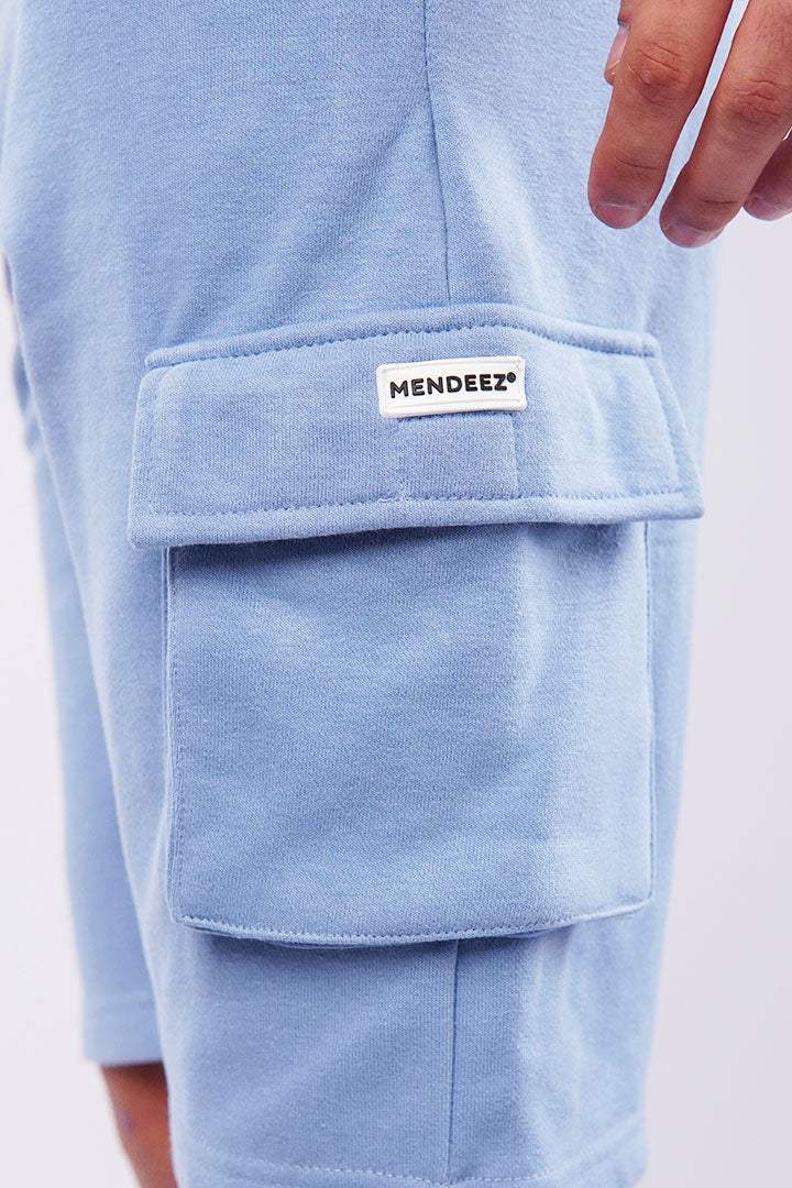 Terry Cargo Shorts - Light Blue - FA alternate view