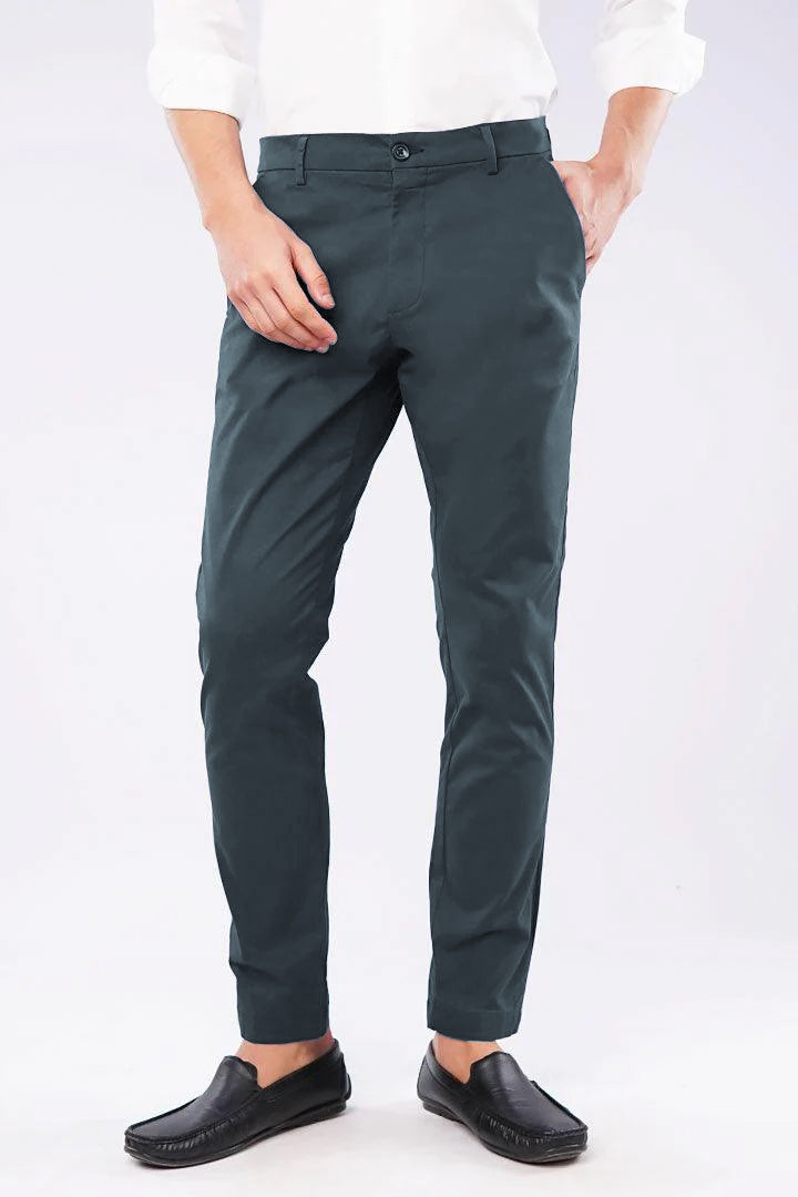 Slim Fit Chinos - Greyish Blue
