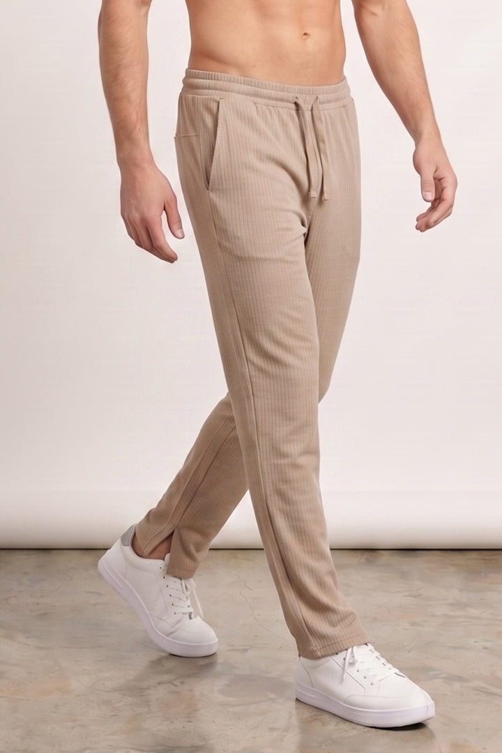 Split Hem Trousers - Beige