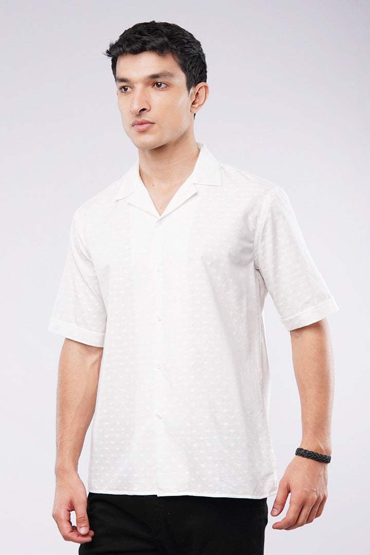 Self Texture Cuban Shirt - White - FA