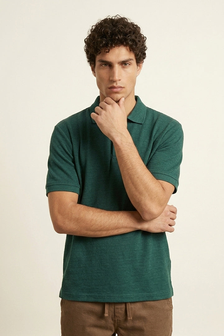 Jacquard Textured Polo - Green alternate view