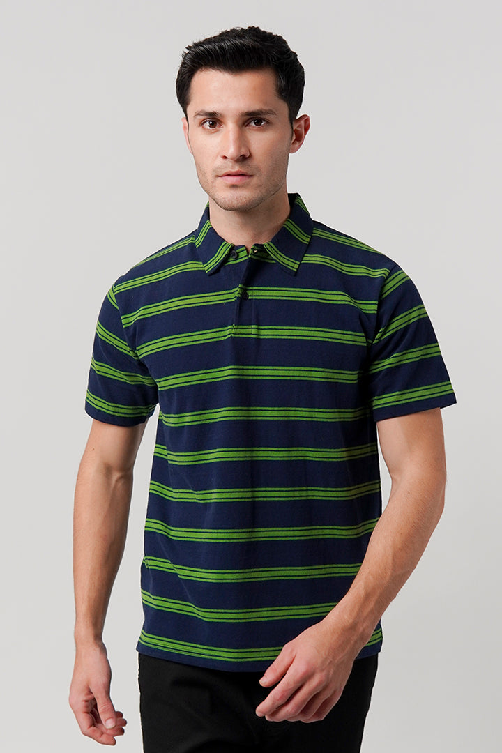 Striped Polo Shirt - Blue