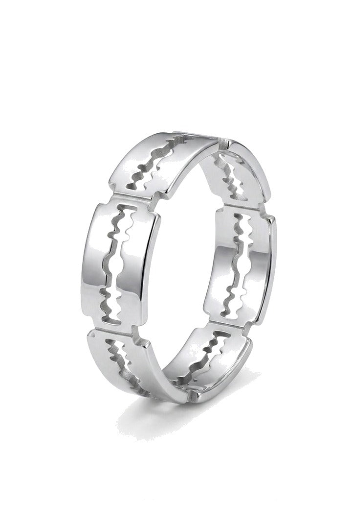 Razor Blade Link Ring - Silver