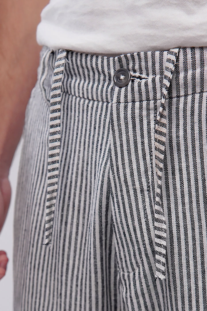 Striped Linen Pants - Black & White alternate view