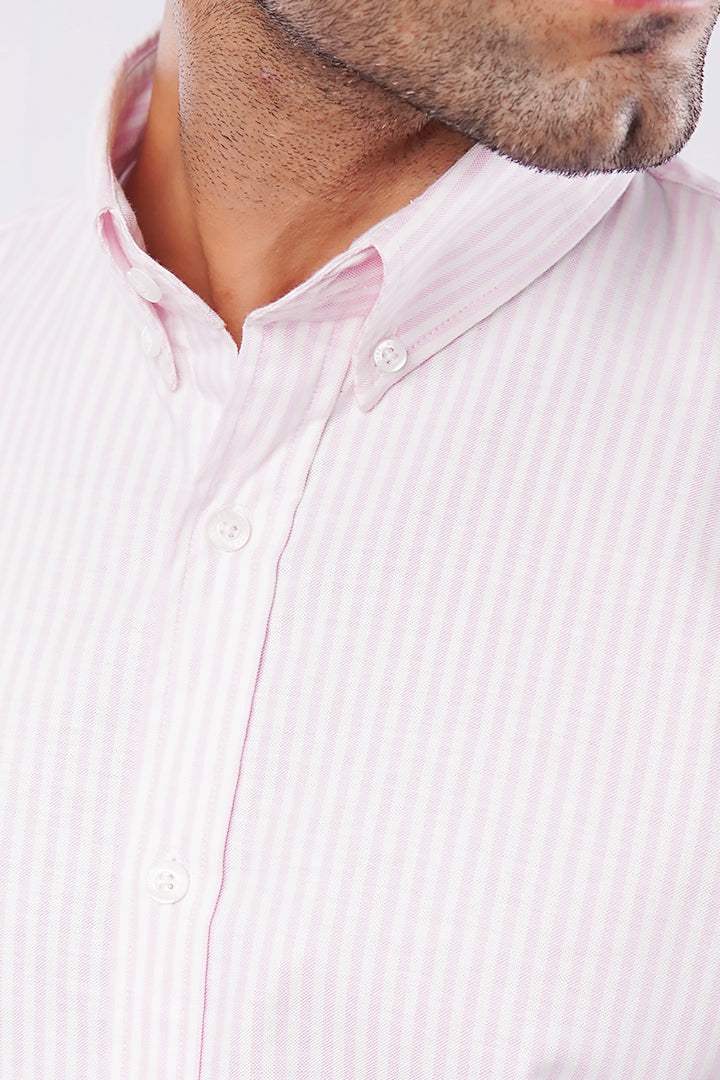 Striped Oxford Shirt - Pink & White - FA alternate view